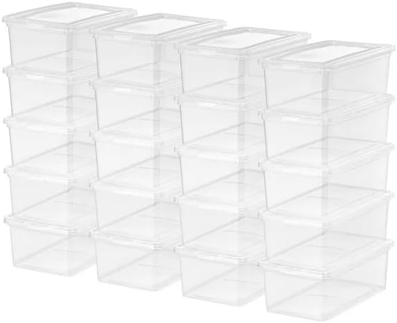 5 Qt Stackable Plastic Storage Bins with Lids 20 Pack Clear Plastic Storage Containers Durable Nestable Containers by POMILER