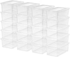 5 Qt Stackable Plastic Storage Bins with Lids 20 Pack Clear Plastic Storage Containers Durable Nestable Containers by POMILER
