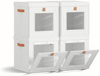 Homsorout Cube Storage Bins with Lids - Front Opening, Clear Window, 4 Pack by Homsorout
