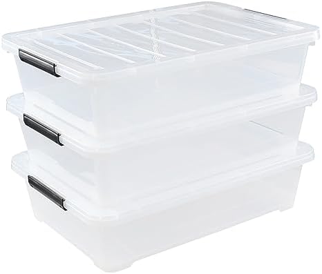 Rosebloom 40 Quart Clear Plastic Underbed Storage Bins with Lid, 3 Packs - Image 2