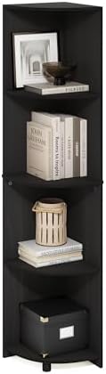 Furinno ECON Corner Shelf, 4-Tier Corner Book Shelf, Storage Shelves, Display Rack, Bookshelf, for Organization and Storage, Living Room, Home Office, Espresso by Furinno-FitsYourSpaceFitsYourBudget