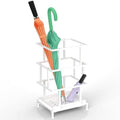 Alyoen Umbrella Holder for Entryway, Metal Umbrella Stand with Water Tray and Cane Holder, Adjustable Feet, 10.4 x 8.4 x 18.7 in, Suitable for Home, Office, and Shopping Mall (White) by Alyoen