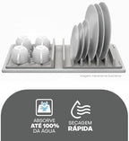 Lyor Dish Drying Rack with Diatomite Stone Mat, Countertop Drainer for Plates, Cups and Utensils, Gray, Absorbent Drying Tray for Kitchen Countertop, Space-Saving Design 14.5 x 6.5 x 1.6 in - Image 5