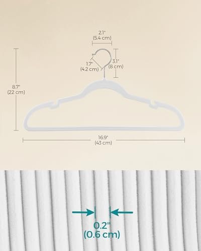 SONGMICS Velvet Hangers 60 Pack, Non-Slip Clothes Hangers, Space-Saving - Image 6