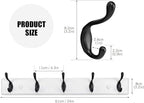 Heavy Duty Wooden Coat Rack, Wall-Mounted, Black Hook White Board, 24 Inch - Image 2