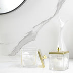 Glass Cotton Jar Holder 2 Pack– Brushed Gold Lid, Elegant Bathroom Storage Canister for Qtips, Cotton Balls, Floss, Makeup Organizer, Vanity & Bathroom Organization - Image 7
