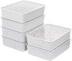 Cetomo 10 Cells Plastic Underwear Sock Drawer Organizer with Lid, Lidded Storage Box with Dividers for Bras and Socks, Basket for Closet, Stackable, Gray, 10 Compartments (31 x 24 x 8 cm) by Cetomo