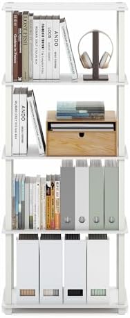 Furinno Turn-S-Tube Book Shelf, 5-Tier Toolless Storage Shelves with Square Tubes, Shelving Unit for Organization and Storage for Living Room, Home Office, White - Image 6