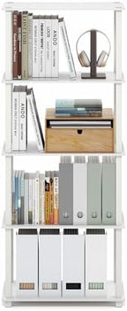 Furinno Turn-S-Tube Book Shelf, 5-Tier Toolless Storage Shelves with Square Tubes, Shelving Unit for Organization and Storage for Living Room, Home Office, White - Image 6