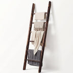 Carbonized Farmhouse Blanket Ladder, 6-Tier Rustic Wooden Rack by ZSYWODFO