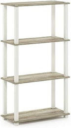Furinno TURN-S-TUBE Storage Shelves, 4-Tier Book Shelf, Corner Shelf, Toolless Open Shelves, for Organization and Storage, Living Room, Garage, Home Office, Sonoma Oak - Image 5