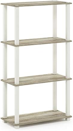 Furinno TURN-S-TUBE Storage Shelves, 4-Tier Book Shelf, Corner Shelf, Toolless Open Shelves, for Organization and Storage, Living Room, Garage, Home Office, Sonoma Oak - Image 5