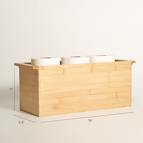 Bamboo Toilet Paper Holder & Bathroom Organizer by Alder Row, Freestanding Toilet Tissue Holder, Modern & Minimalistic Bathroom Storage Solution - Image 2