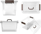 WYT 6-Pack Clear 7 Quart Storage Latch Box/Bins, Plastic Stackable Latching Box with Brown Handle and Lid, Multi-Purpose, 7 Litre - Image 3