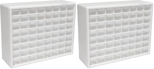Akro-Mils 64-Drawer Plastic Drawer Storage Cabinet for Garage Organization, Bead Organizer, Building Bricks Storage, Teacher Toolbox, Makeup Organizer, 20-Inch W x 6-Inch D x 16-Inch H, 10164 White by Akro-Mils