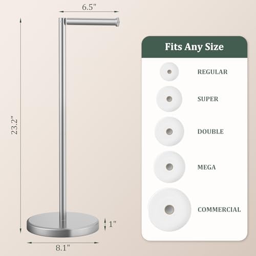 Brushed Nickel Toilet Paper Holder Stand Free Standing Tissue Roll Holder - Image 4