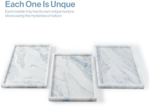 Natural Marble Bathroom Tray, 12"x8" Stone Vanity Decorative Counter Trays - Image 3