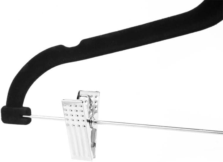 Velvet Pants Skirt Hangers with Clips - Pack of 20 Black Shirt Clothes Felt Non Slip Heavy Duty Slim Hanger Set for Skirts Pant Suit Shorts Women Dress,Space Saving with Two Metal Clip - Image 7