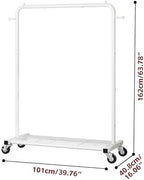 Sywhitta Metal Clothing Rack on Wheels with Mesh Shelf, for Clothes,White - Image 4