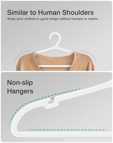 ABHENG 100 Pack Clothes Hangers, Non Slip Plastic Coat Hangers, Space Saving Hangers, Heavy Duty, Hanging Dry Wet Clothes, 16.4" x 8.3", White, UAPY05100W - Image 4