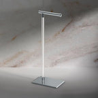 Gatco 1331C Modern Rectangle Base Freestanding Toilet Paper Holder, Chrome/Acrylic, Weighted Base Bathroom Tissue Stand 22.25" - Image 2