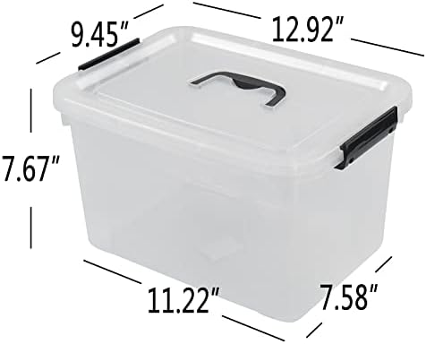 4 Packs 10 L Plastic Lidded Storage Bin, Clear Latching Storage Box - Image 6