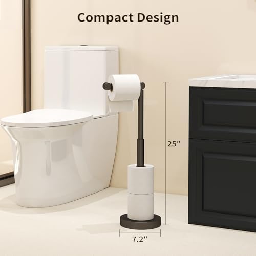 YUMORE Toilet Paper Holder Stand, Minimalist Design, Matte Black - Image 2