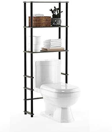Furinno Turn-N-Tube with 3 Shelves Toilet Space Saver, French Oak Grey/Black by Furinno-FitsYourSpaceFitsYourBudget