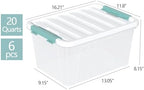 Zopnny 20 Quart Clear Latching Container Box, Plastic Storage Bin with Latching Lid, 6 Packs - Image 2
