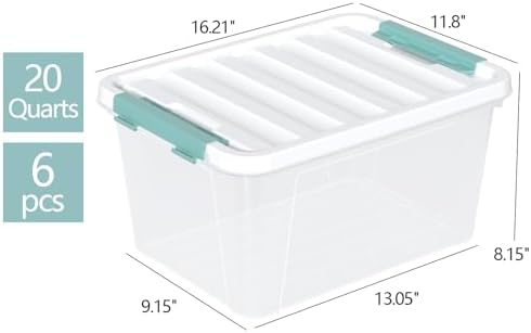 Zopnny 20 Quart Clear Latching Container Box, Plastic Storage Bin with Latching Lid, 6 Packs - Image 2