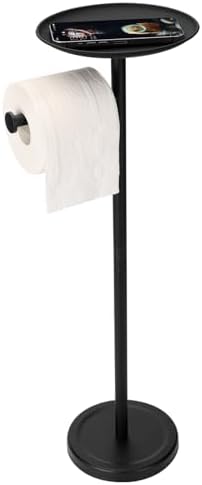 Tofix Freestanding Toilet Paper Holder with Shelf and Tray, Stainless Steel Base, Black by tofix