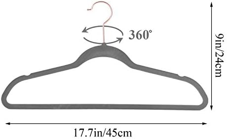 VECELO Premium Velvet Clothes Hangers Suit Heavy Duty (50 Pack)-Non Slip & Space-Saving with 6 Finger Clips & Tie Rack Excellent for Men and Women,Gray - Image 7