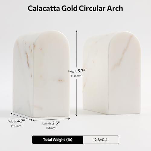 Luxury Marble Bookends for Shelves, 13LB Heavy Duty Marble Book Ends - Image 2