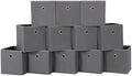 Foldable Storage Cubes Bins ,11 Inch Cloth Storage Cube Fabric Storage Box Cubes Organizer Baskets with Dual Handles for Home Organizer Set of 12 (Grey) by NieEnjoy