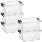 Superio Clear Storage Boxes with Lids, 3.5 Quart Plastic Container Bins for Organizing, Stackable Crates, BPA Free, Non Toxic, Odor Free, Organizers for Home, Office and Dorm, 5 Pack by Superio