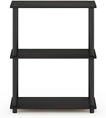 Furinno TURN-N-TUBE Storage Shelves, 3-Tier Book Shelf, Corner Shelf, Toolless Open Shelves, for Organization and Storage, Living Room, Garage, Home Office, Espresso - Image 6
