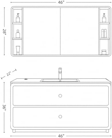 46 IN Freestanding Single Sink Bathroom Vanity Set with LED Mirror Cabinet - Image 2
