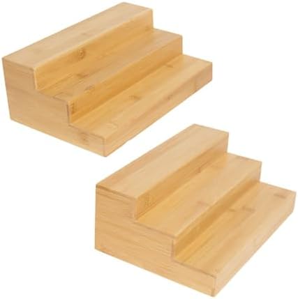 2 Pack Bamboo Spice Rack Organizer 3 Tier by Ninebendstreams