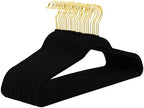MIZGI Black Velvet Hangers 100 Pack,Premium Gold Clothes Hangers Non-Slip Felt Hangers,Sturdy Black Hangers Heavy Duty Coat Hangers,Durable Suit Hangers Space Saving, No Flocked Hanger Marks by MIZGI
