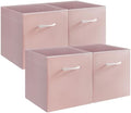 StorageWorks Pink Storage Cubes, 13x13 Leather Cube Organizer Bins, 4-Pack by StorageWorks