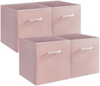 StorageWorks Pink Storage Cubes, 13x13 Leather Cube Organizer Bins, 4-Pack by StorageWorks