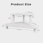 2-Tier Rustic Corner Shelf for Kitchen Counter,Wood Beaded Farmhouse Countertop Organizer with Removable Feet, Stackable Bathroom Vanity & Coffee Bar Decorative Riser Stand(Rustic White) - Image 3