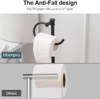 Hoimpro Toilet Paper Holder Stand Free Standing Rolls Storage Matte Black - Image 4