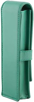 DiLoro Leather Double Pen Case Pencil Pouch Holder for Two Fountain Ballpoint Rollerball Pens and Pencils (Light Green) - Image 5