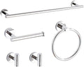 Polished Chrome Bathroom Hardware Accessories Set 5 Piece, Stainless Steel Bath Towel Bar Set 24 Inch,Toilet Paper Holder,Towel Ring Holder,Towel Rack Set,Gold Bathroom Accessories Kit Silver by Ntipox