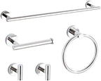 Polished Chrome Bathroom Hardware Accessories Set 5 Piece, Stainless Steel Bath Towel Bar Set 24 Inch,Toilet Paper Holder,Towel Ring Holder,Towel Rack Set,Gold Bathroom Accessories Kit Silver by Ntipox