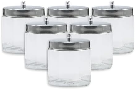 SurgiMac Glass Sundry Jar with Lid, 4 x 4 inch, Clear Storage Container, Compact & Durable, for Cotton Balls & Supplies | 6 Count by SurgiMac