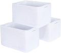 MINTWOOD Design 3-Pack Decorative Woven Storage Baskets for Shelves, Cube Bin Box for Organizing Books, Shoes, Dog Toys, Pantry Closet and Living Room Organizer, Full White by MINTWOODDesign