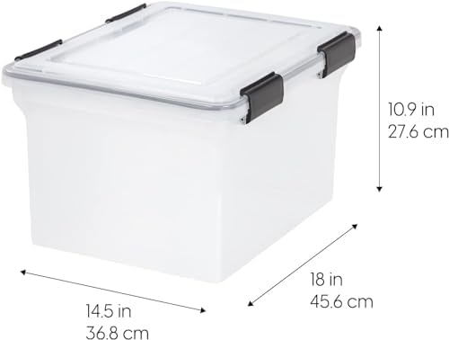 IRIS USA WeatherPro File Box Organizer, Letter/Legal, 32 Qt. 4-Pack, Clear - Image 2