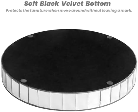 Silver Decorative Tray, Mirored Trays with Crushed Diamond Crystal Vanity Tray Round Super Gorgeous Trays Jewelry Organizer for Dresser, Coffee Table, Bedroom Ottoman 14”x14”x 2” - Image 2